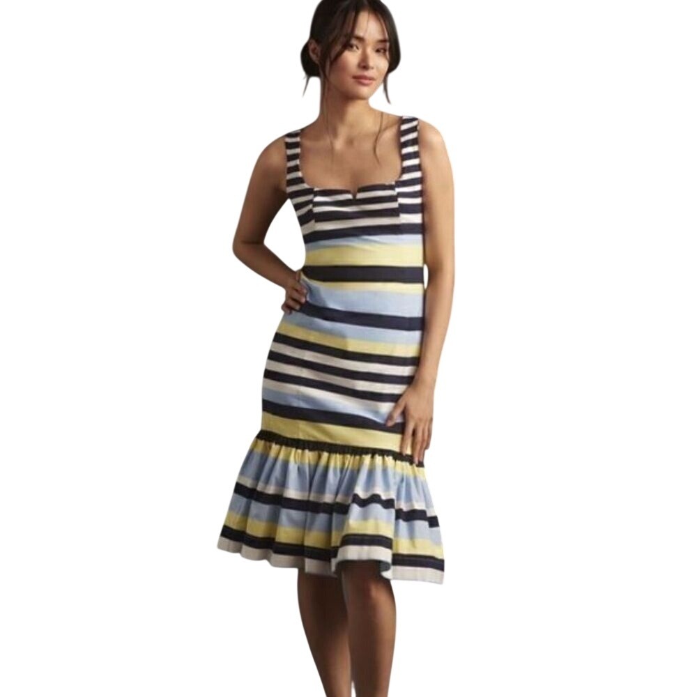 Anthropologie Square Neck Sleeveless Midi Dress